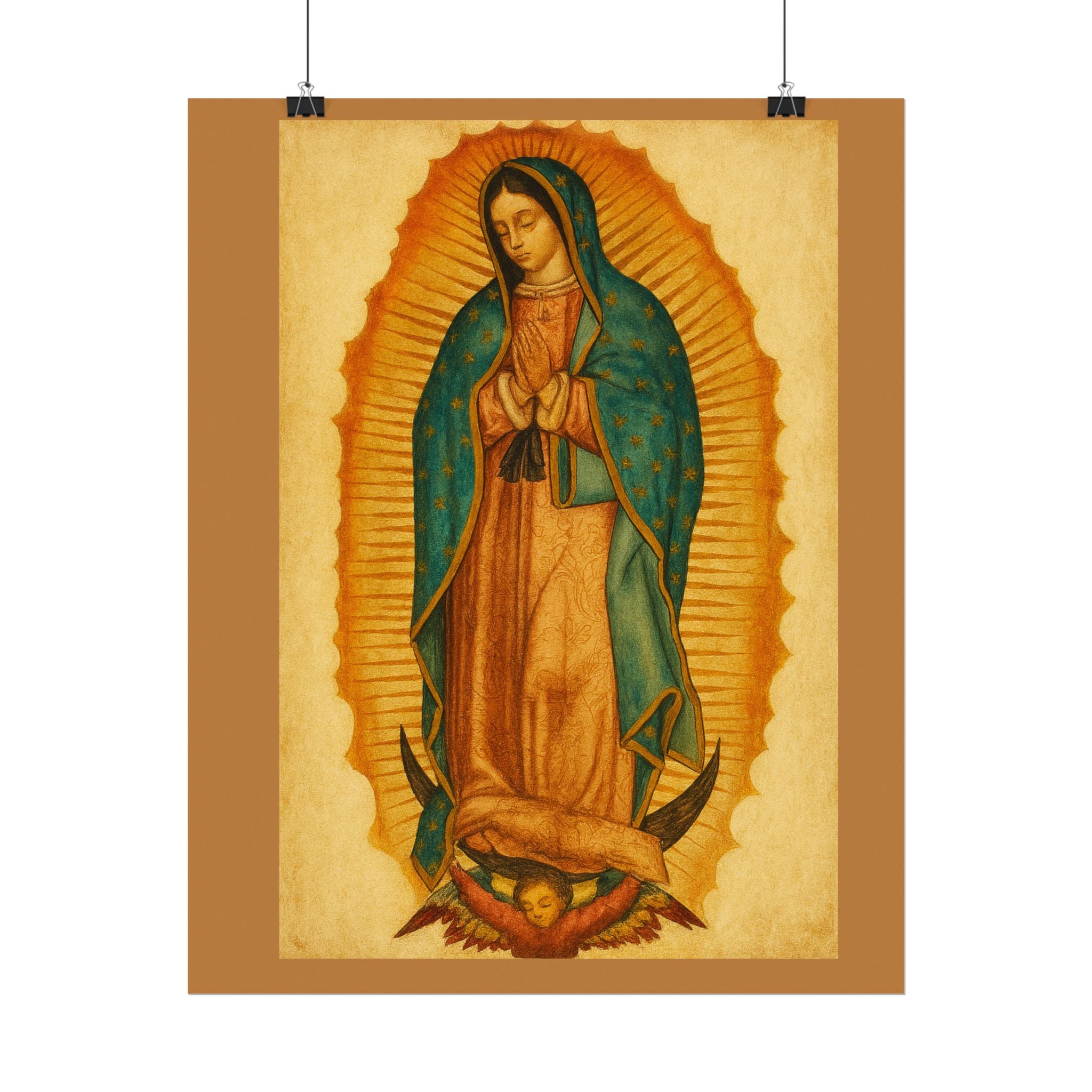 La Virgen de Guadalupe - Textured Watercolor Matte Poster