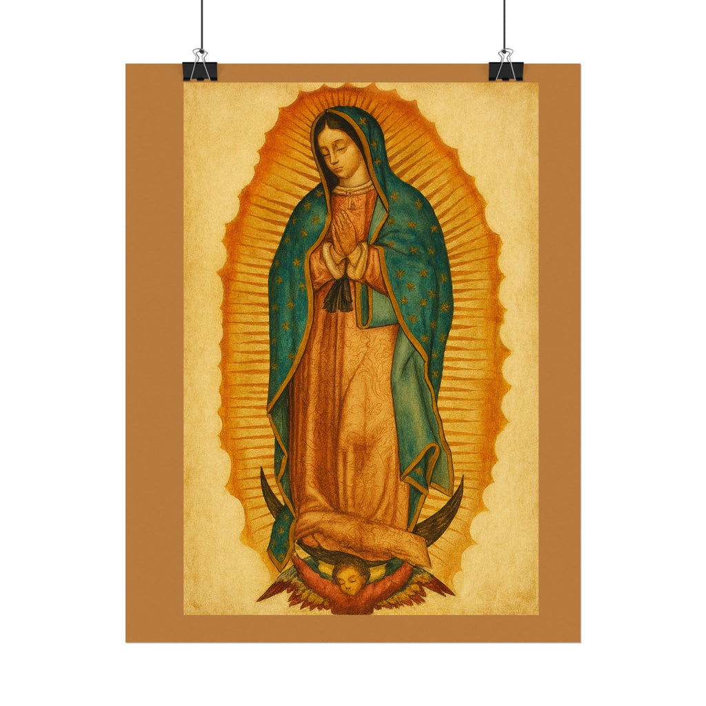 La Virgen de Guadalupe - Textured Watercolor Matte Poster