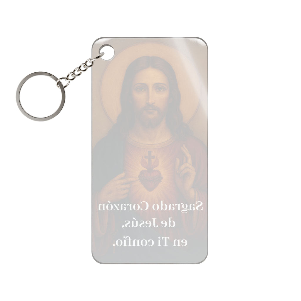 Keychain Charm — "Sagrado Corazón de Jesús, en Ti confío"