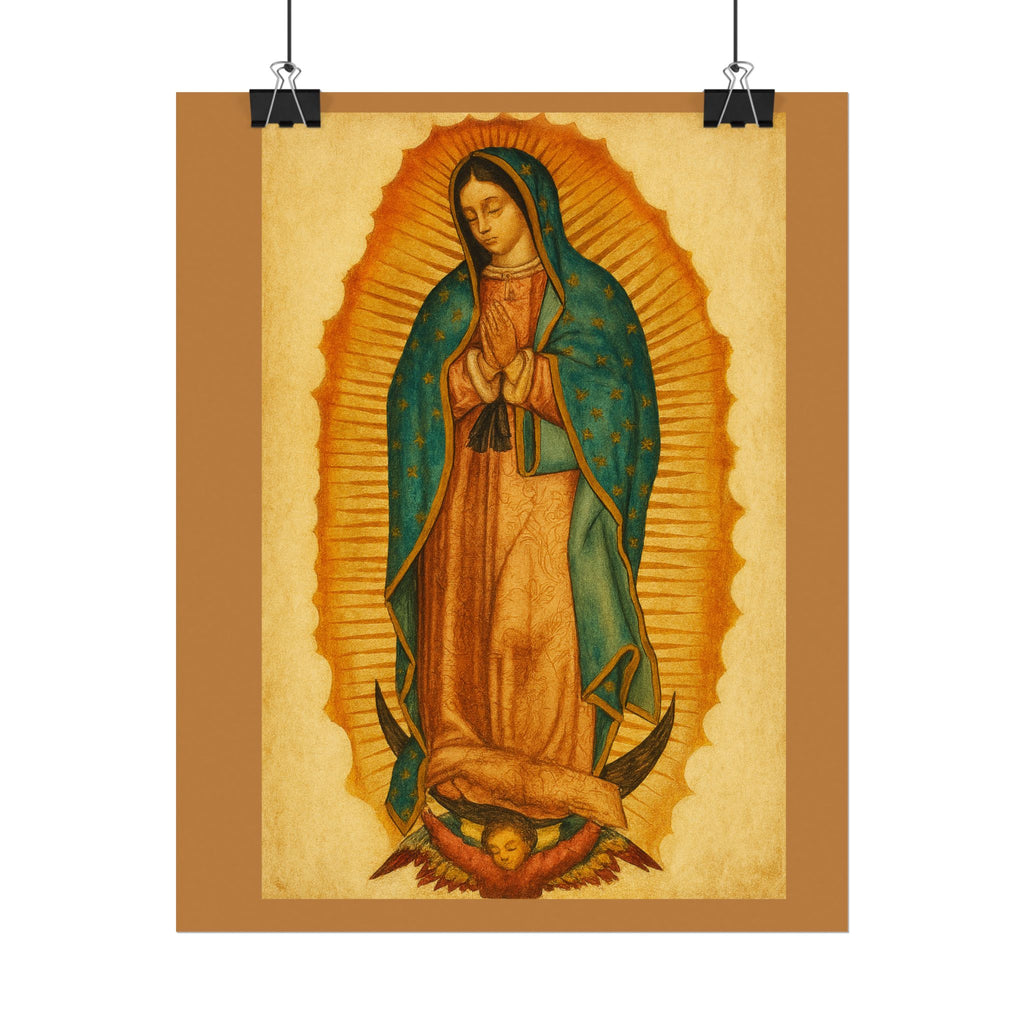 La Virgen de Guadalupe - Textured Watercolor Matte Poster