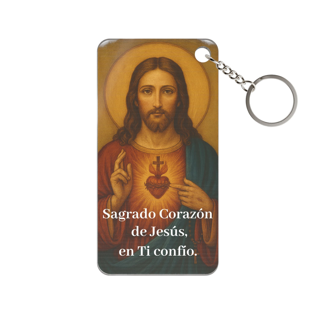 Keychain Charm — "Sagrado Corazón de Jesús, en Ti confío"